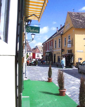 Szentendre, a peaceful little town is situated at the Danube bend, North of Budapest. It takes 20 minutes to get there by car or 40 minutes by public transportation. Szentendre is a town of arts and museums, and very popular among tourists.